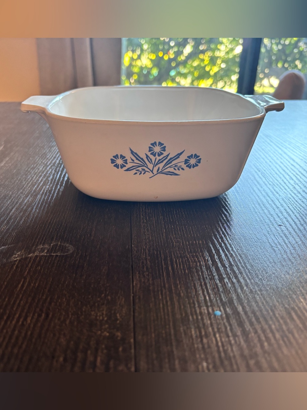 Vintage Corningware White & Blue Floral Square Casserole Dish